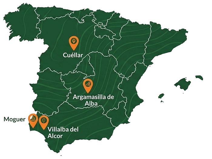 Mapa de España con las oficinas del GRupo Astasio